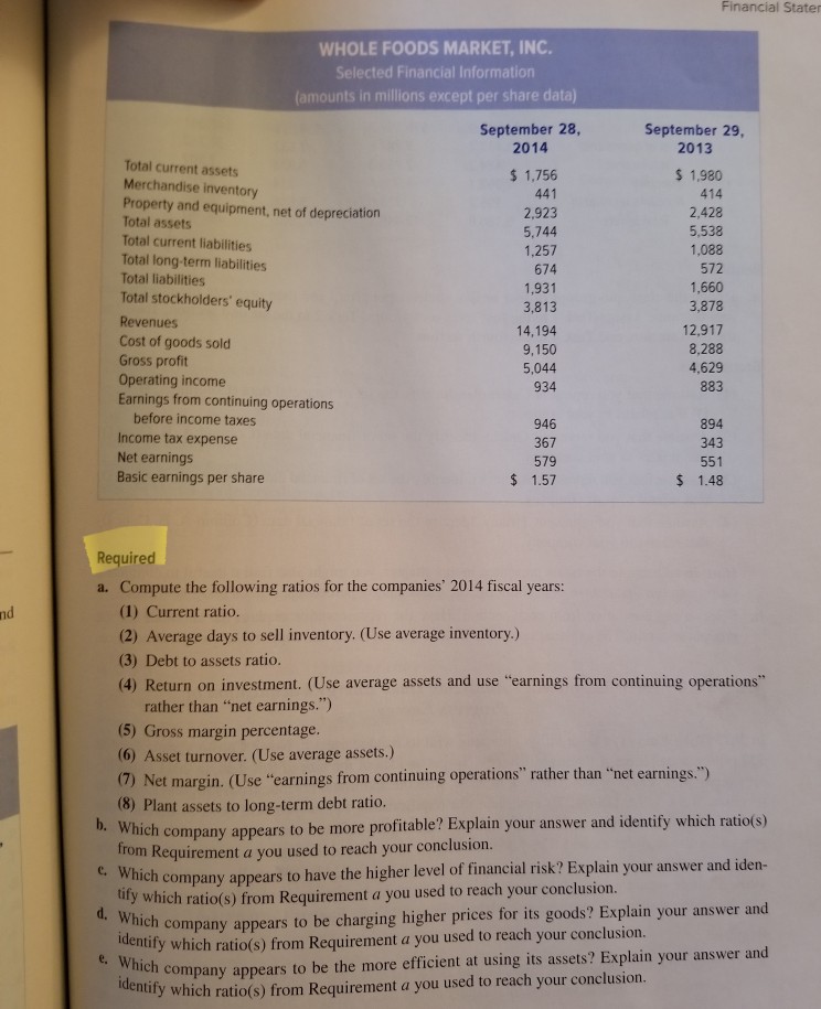 and Whole Foods The following information relates to The Kroger Company for