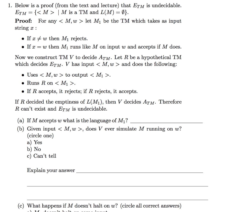 1. Below is a proof (from the text and lecture) that