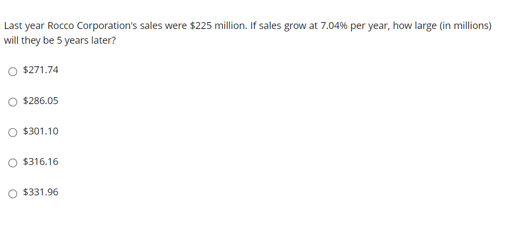 discounted back 5 years if the appropriate interest rate is 4.5%, compounded