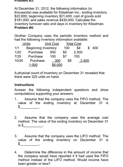  Please show all steps for the question At December 31, 2012,