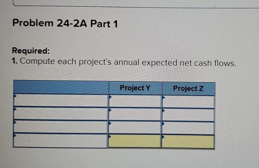 behind it Required information Problem 24-2A Analysis and computation of payback period,