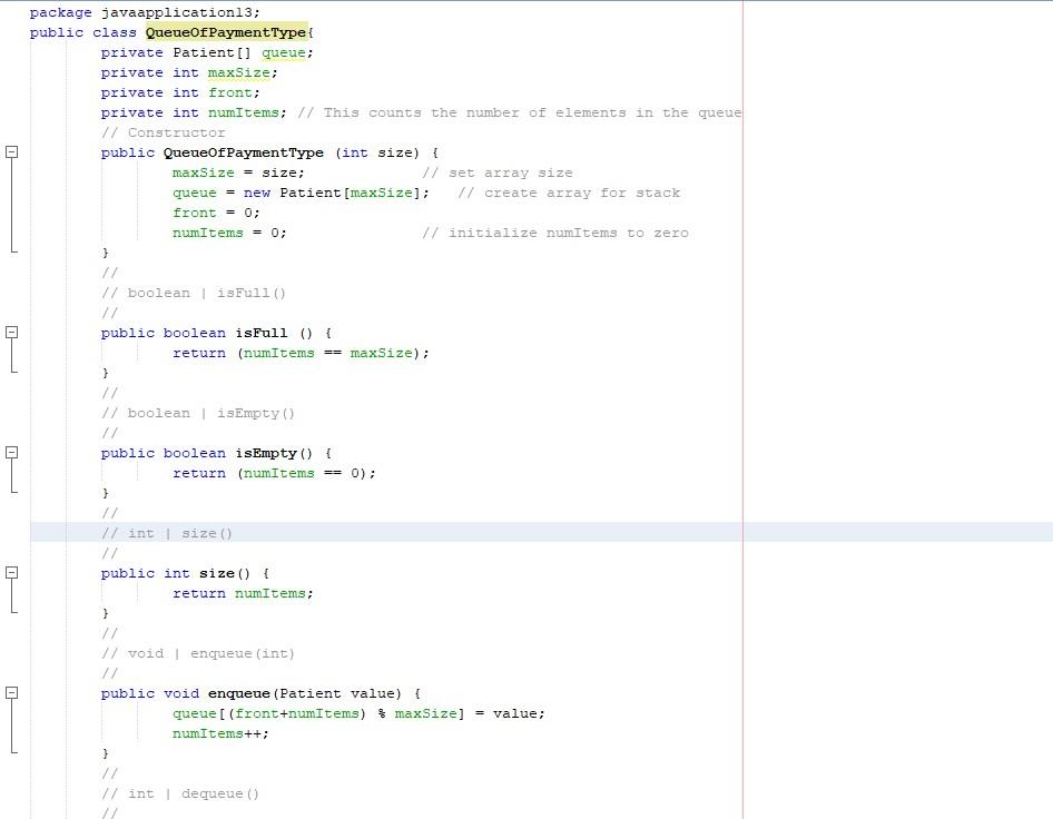 FAST public void setNext (Patient next) \{ this.next = next; \} F//