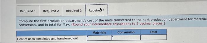 is used in the first production department is added at the beginning