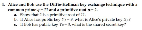 4. Alice and Bob use the Diffie-Hellman key exchange technique with