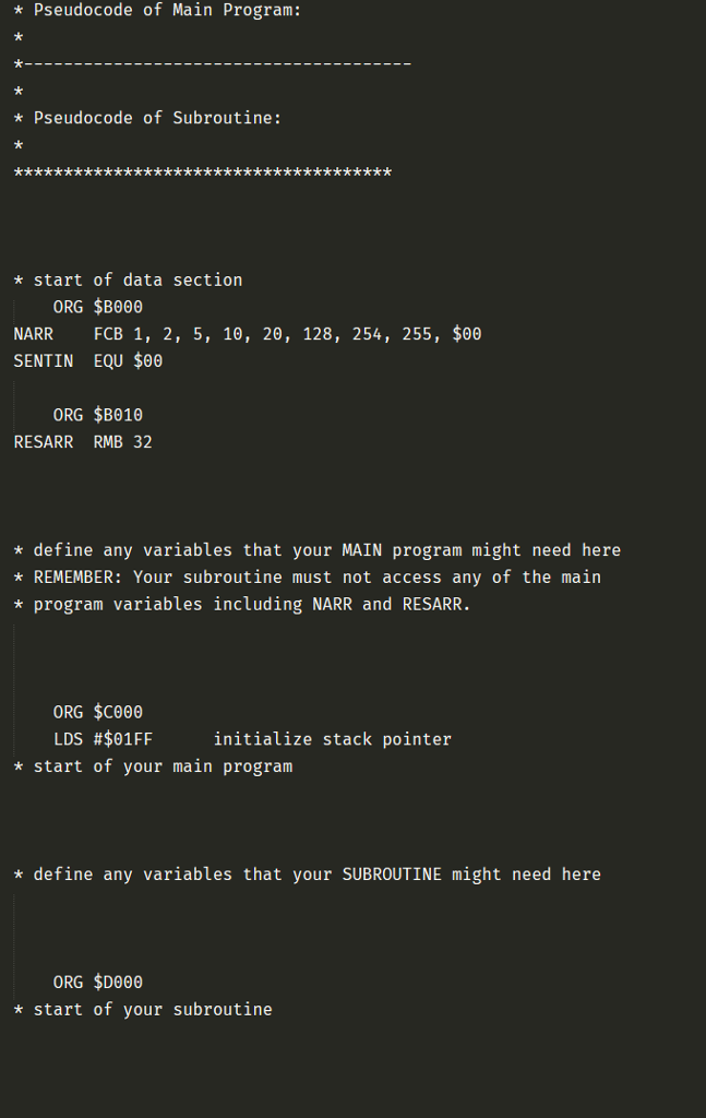 You are to design, write, assemble, and simulate an assembly language