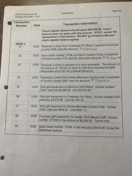 agrees. WEEK 2 18 12/10 Received a check from Rocky River Golf