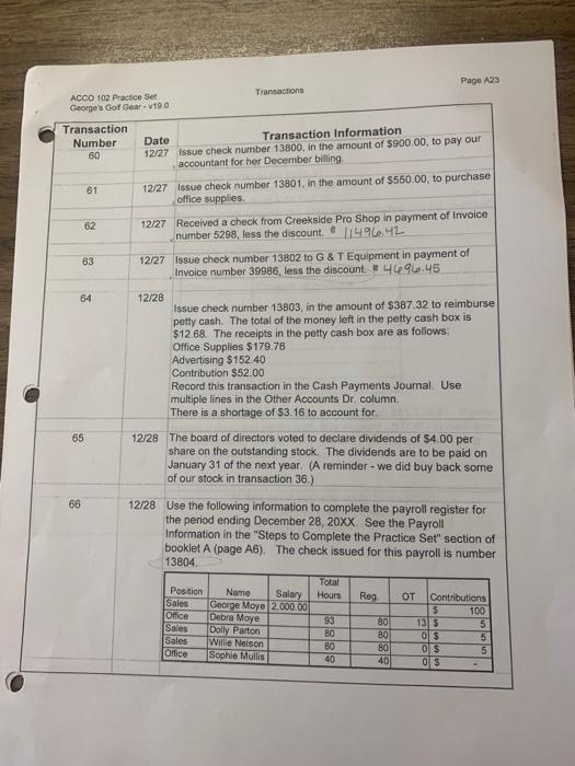 Course in payment of invoice number 5292, less discount. 3699.45 ACCO.102. Practice'Set.