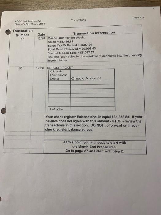 ACCO 102 Practice Set Transactions Gecrges Gol Cear - 190 Transaction Number