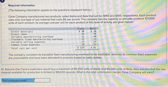 uses only one type of raw material that costs $5 per pound.