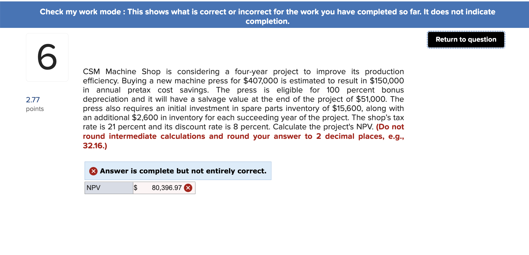 Check my work mode : This shows what is correct or