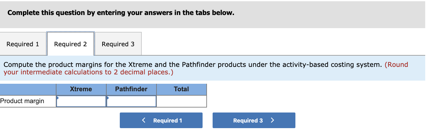 the Pathfinder. Data concerning these two product lines appear below: Selling price