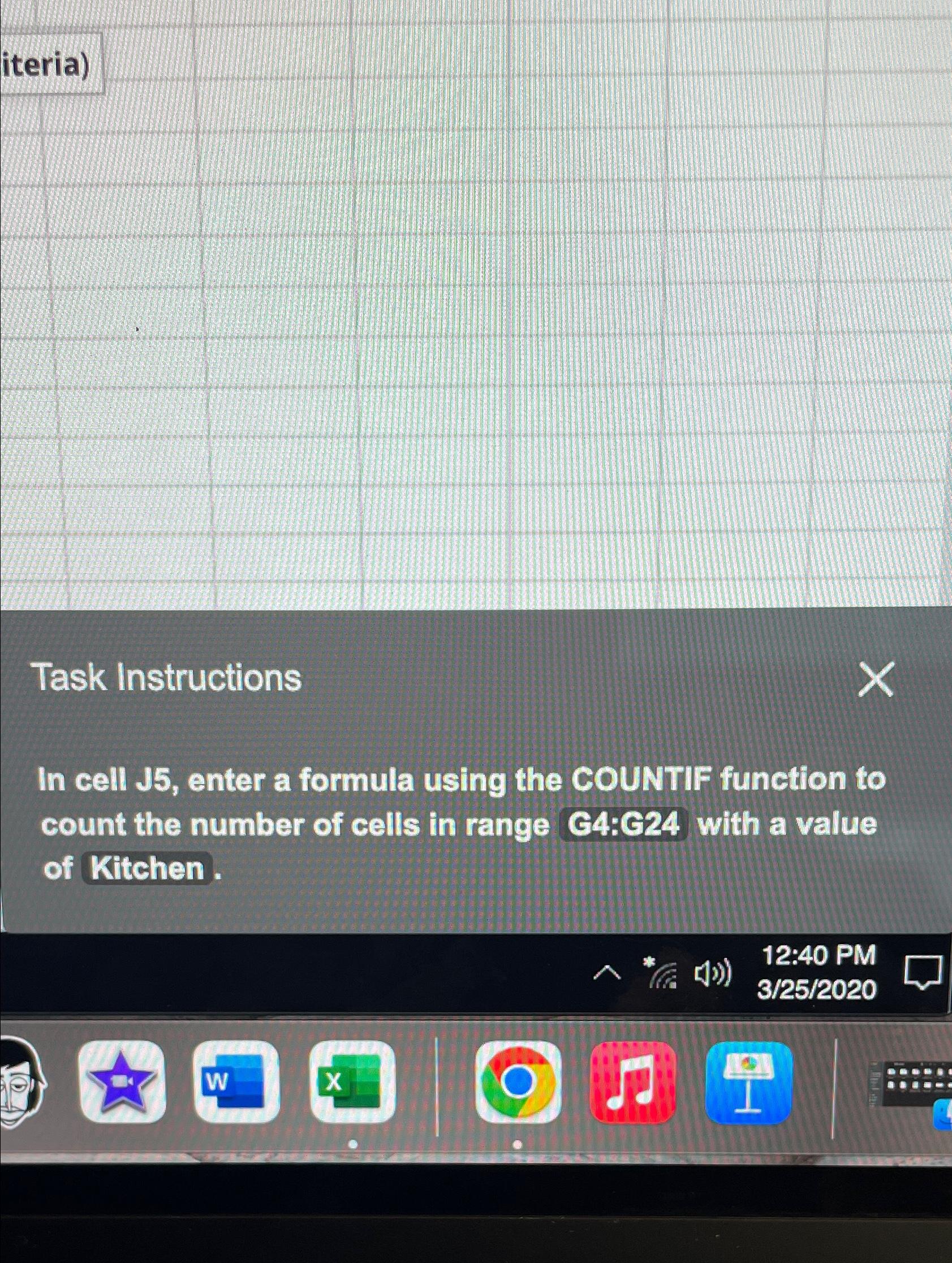  Task Instructions In cell J5, enter a formula using the COUNTIF