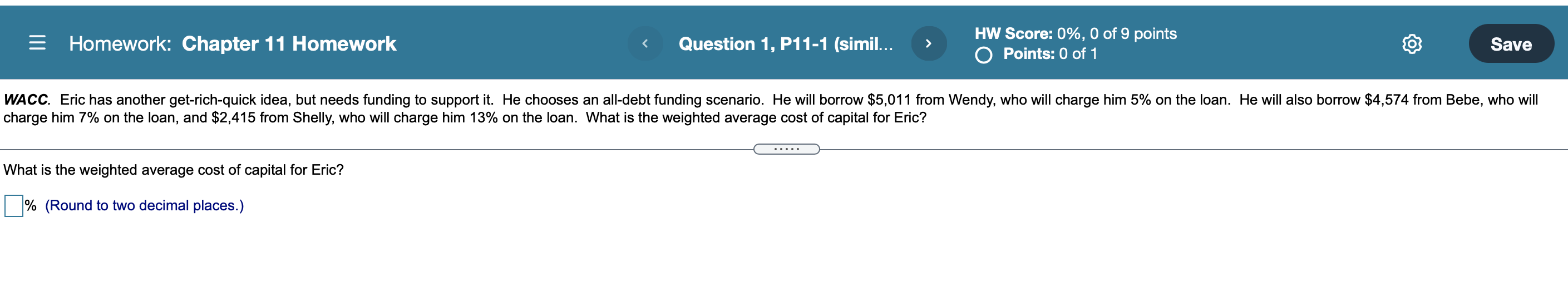  = Homework: Chapter 11 Homework Question 1, P11-1 (simil... > HW