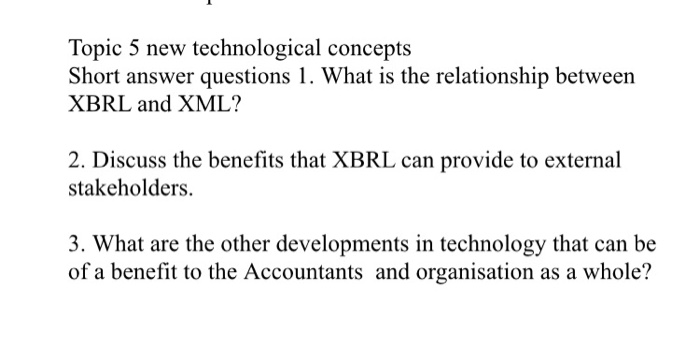  i need all answers in written Topic 5 new technological concepts