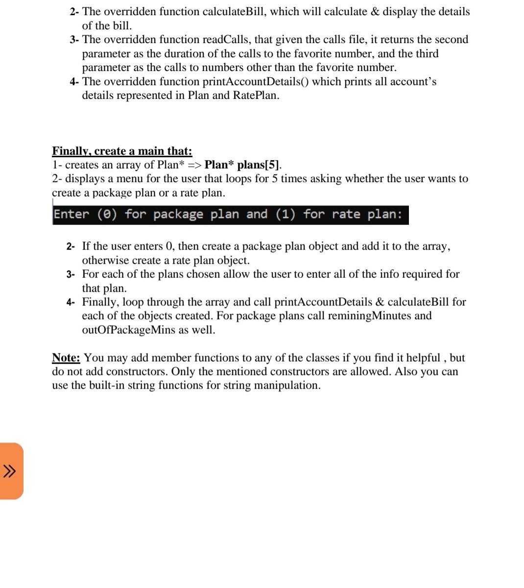 abstract class Plan which has the following members: 1- Customer Name: a
