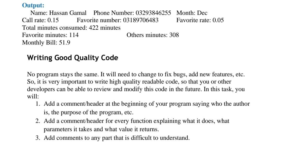 mobile phone number. 3- Bill Month: an int with values ranging from