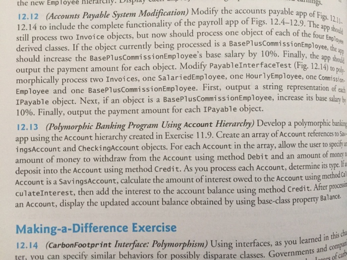 payment amount for each 1 Payable object. 12.13 (Polymorphic Banking Program Using