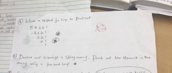  Write a nested loop to print out: 54321 4321 321 21