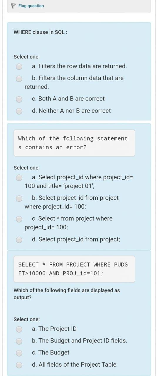 i hope for a quick answer without explanation P Flag question WHERE