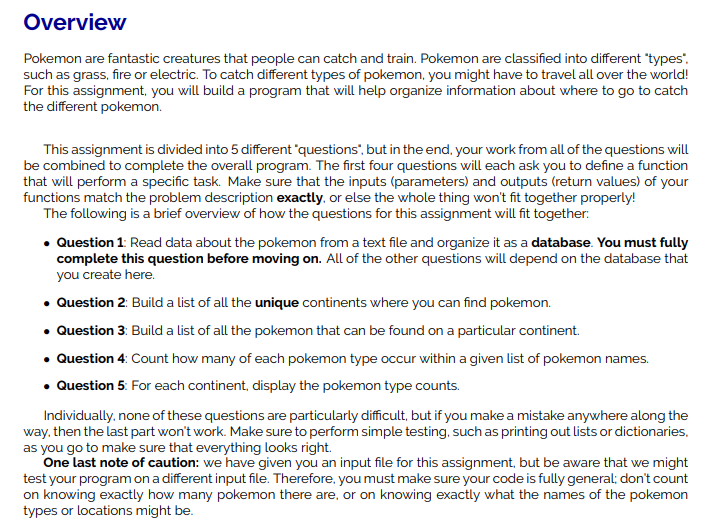  Overview Pokemon are fantastic creatures that people can catch and train.