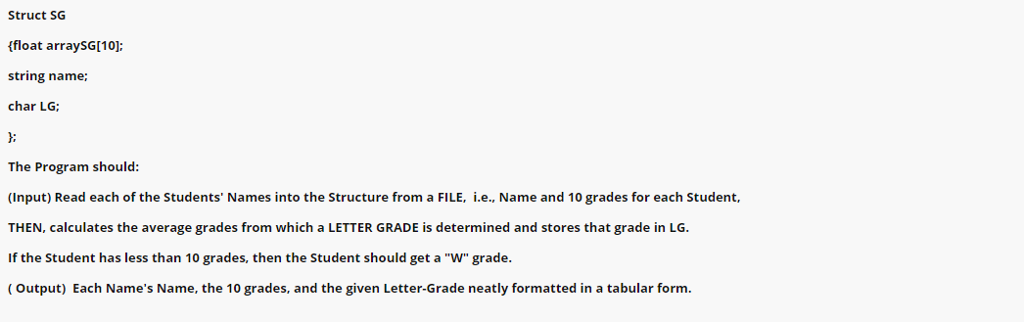 you should design and implement a program that uses the structure above,