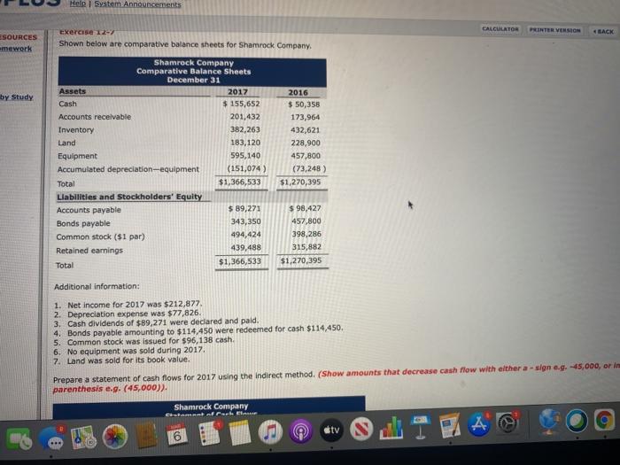  Help System Announcements CALCULATOR PRINTER VERSION 4 BACK ESOURCES mework Exercise