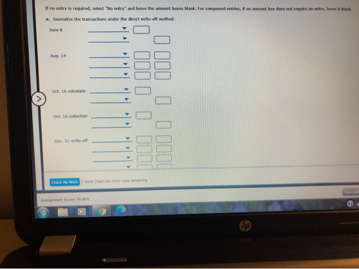 entries for bad debt expense under the direct write off an allowance