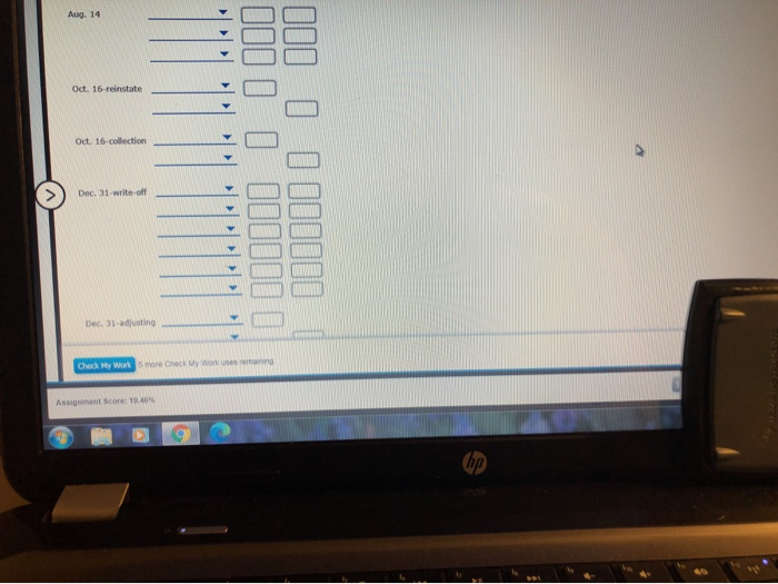 Tables Company for the year ending December 31: June 8. wrote off