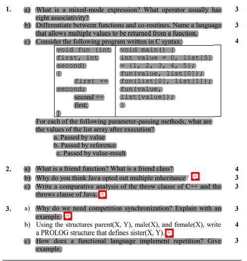 1. a) What is a mixed-mode expression? What operator usually has