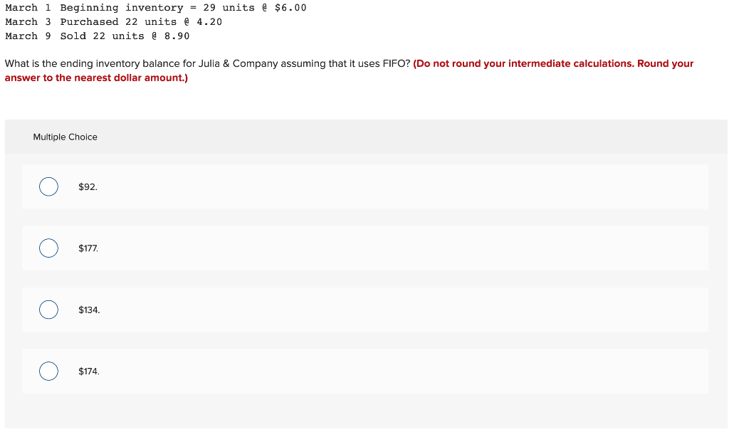  March 1 Beginning inventory = 29 units $6.00 March 3 Purchased