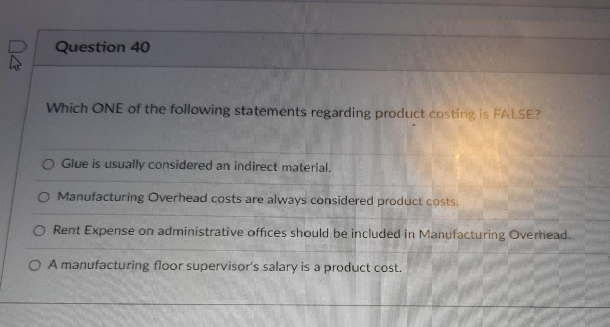 please i need help as soon as possible Question 40 Which