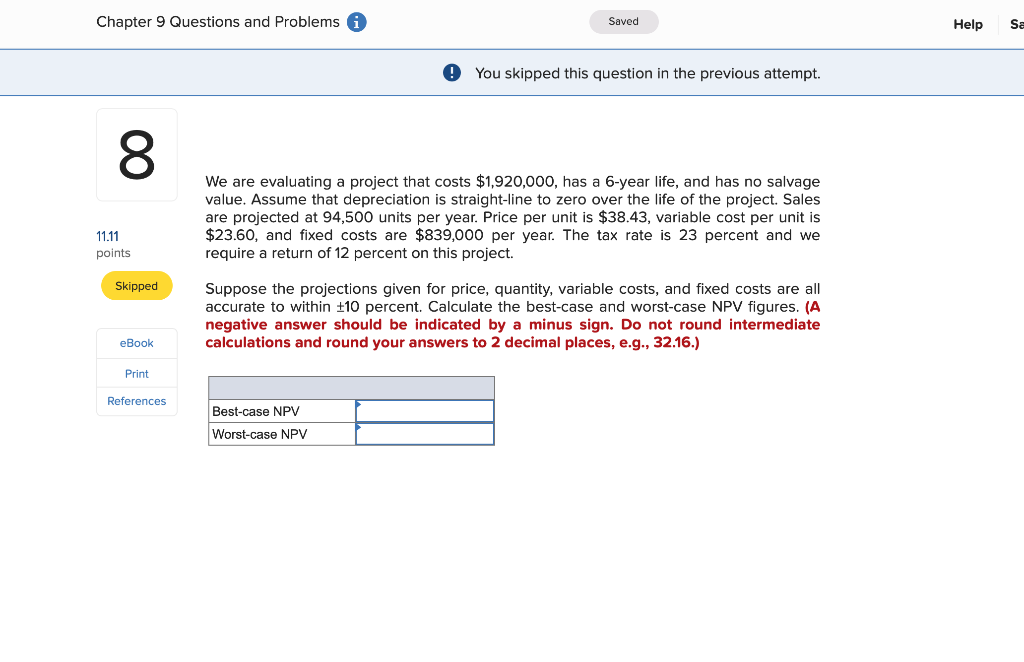 We are evaluating a project that costs $1,920,000, has a 6-year life,