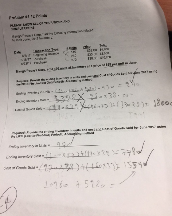  How to solve the problem Problem #112 Points PLEASE SHOW ALL