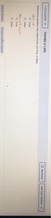  -12.5 points TEAFM2 4.1.002. My Notes Ask Your Teacher Determine whether