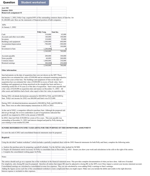  Question Student worksheet ect 310 Summer 2018 Homework assignment On January