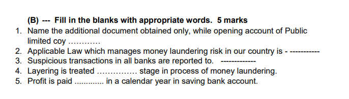  Need Help ASAP (B) --- Fill in the blanks with appropriate