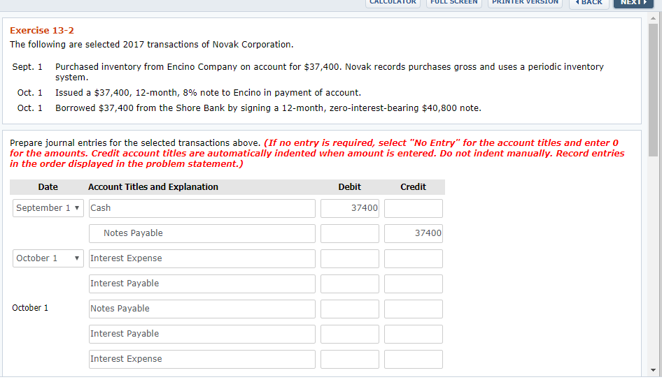 Please show all steps! Thank you! NEXT Exercise 13-2 The following