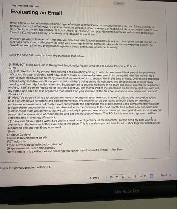  Required information Evaluating an Email Email continues to be the most