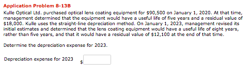 Application Problem 8-13B Kulle Optical Ltd. purchased optical lens coating equipment