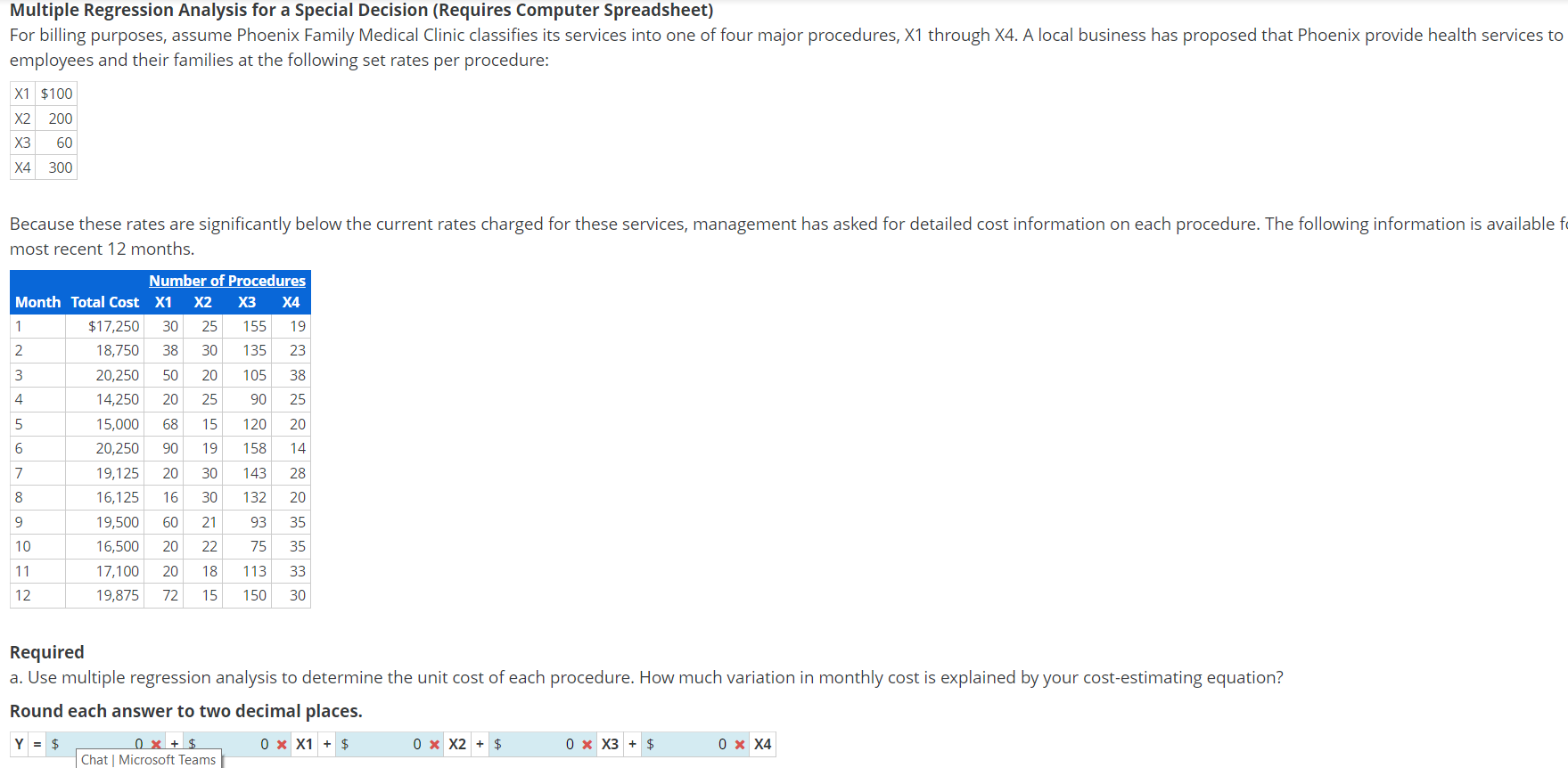  Multiple Regression Analysis for a Special Decision (Requires Computer Spreadsheet) For