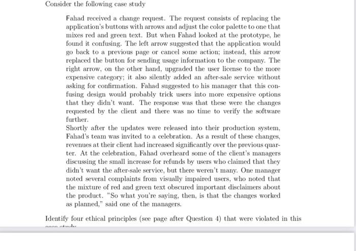 answer based on the principles I attached Consider the following case study