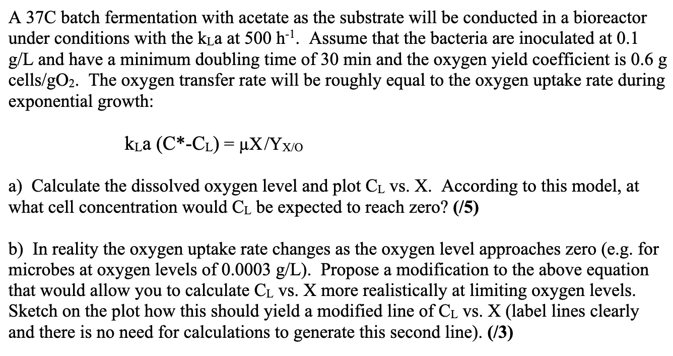 A 37C batch fermentation with acetate as the substrate will be