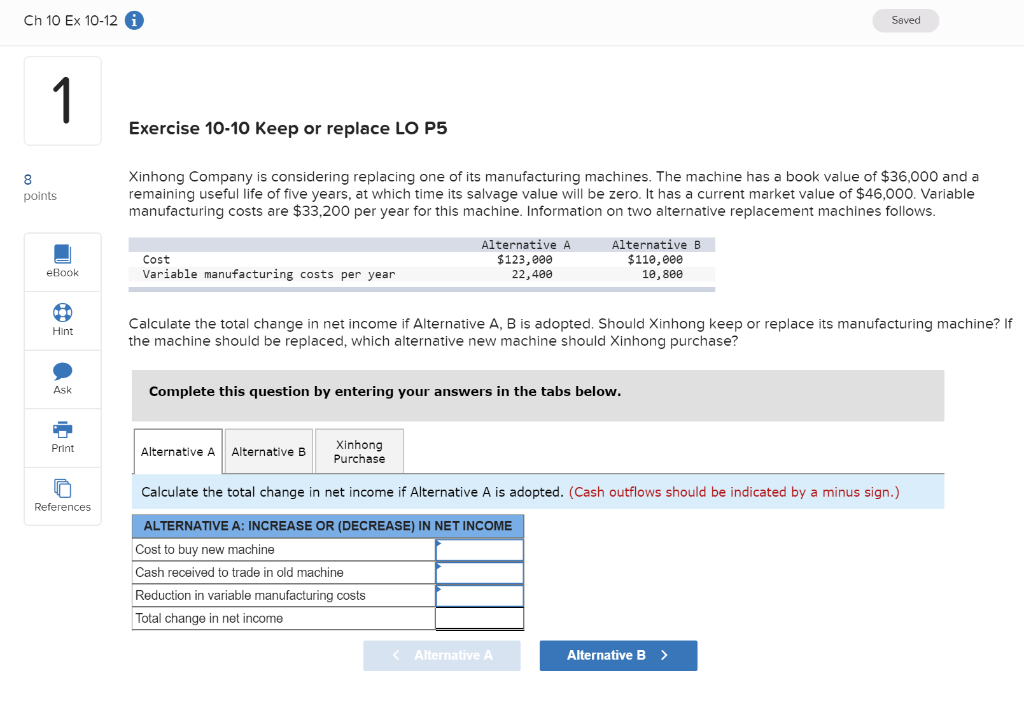  Ch 10 Ex 10-12 A Saved Exercise 10-10 Keep or replace