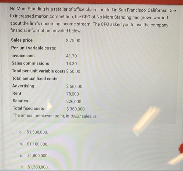 option e is $1,600,000. please answer as soon as possible No More