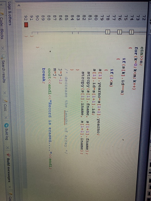 (op) case 1: Logs & others Code::Blocks X Search results X Cccc
