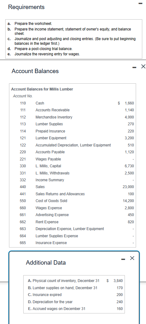a. Prepare the worksheet. b. Prepare the income statement, statement of