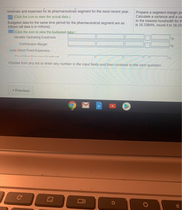 for its pharmaceuticals segment for the most recent year. (Click the icon