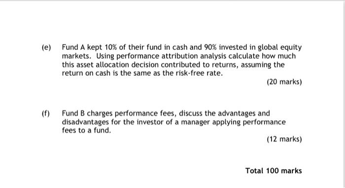 Table 6) of two funds that invest in global equities. The risk-free