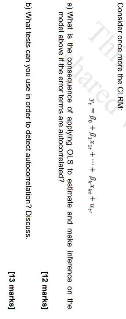 Consider once more the CLRM: yz = Be + B2X10 +...