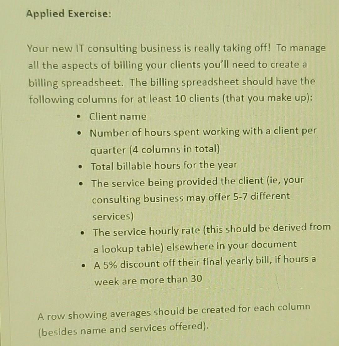  I'm supposed to do this with Excel and just need an